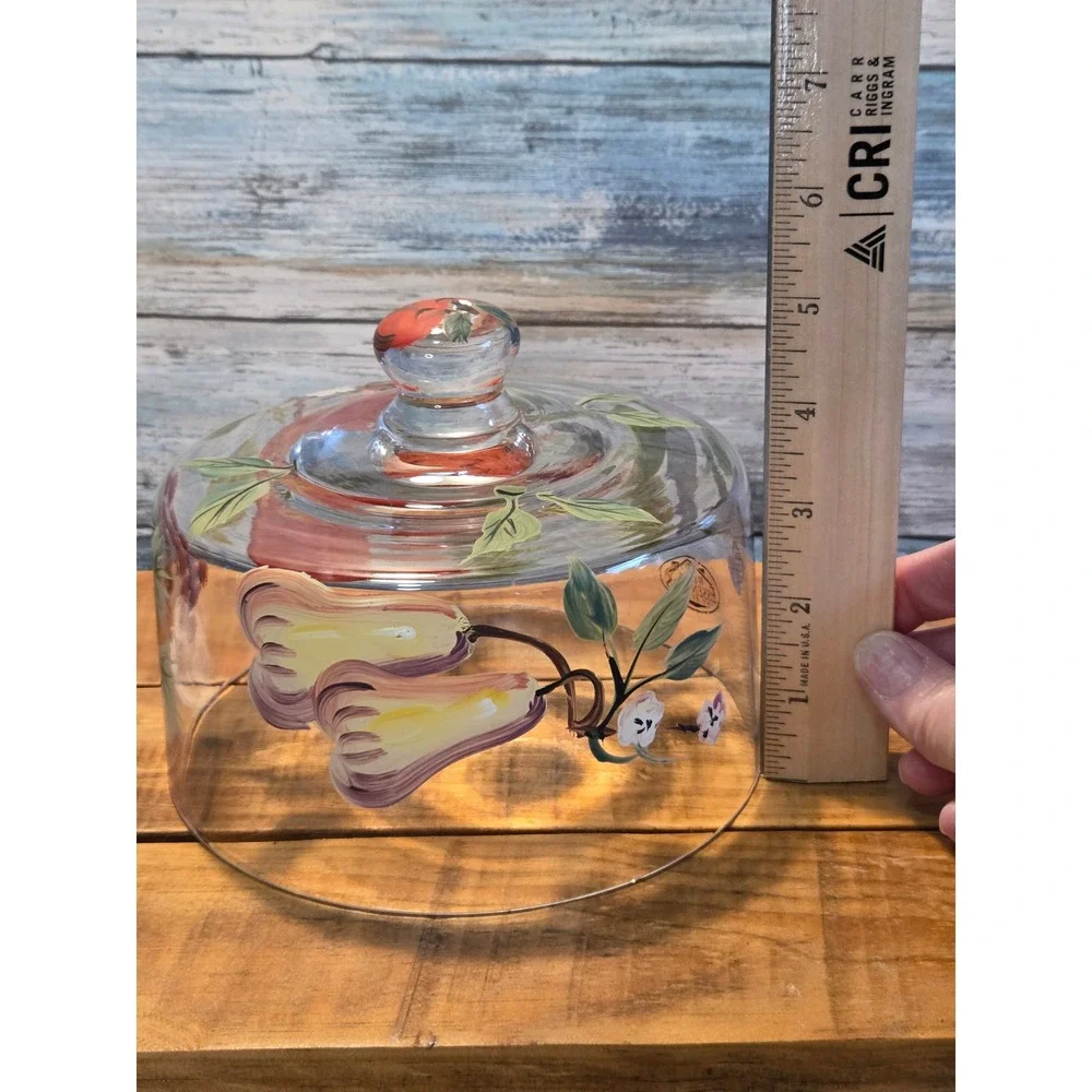 Home Essentials and Beyond Glass Covered Cheese Dome Hand‎ Painted Fruit Design